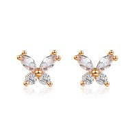 Cubic Zirconia Micro Pave Brass Earring Butterfly plated fashion jewelry & micro pave cubic zirconia & for woman 5mm Approx 3.5mm Sold By Pair