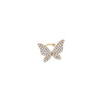 Mankiet kolczyk moda, Stop cynku, Motyl, wysokiej jakości chromowana i nigdy nie znikną, biżuteria moda & dla kobiety & z kamieniem, złoty, 17x19mm, sprzedane przez PC