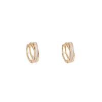 Brass Huggie Hoop Earring, real gold plated, fashion jewelry & for woman & enamel, golden, 12x4mm, Sold By Pair