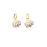 Fluffy Pom Pom Earrings Zinc Alloy with Plush fashion jewelry & for woman two different colored Approx 3.5mm Sold By Pair