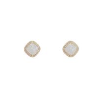 Acrylic Jewelry Earring Zinc Alloy with Acrylic Square high quality plated fashion jewelry & for woman & with rhinestone two different colored Approx 3.5mm Sold By Pair