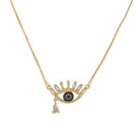 Evil Eye Schmuck Halskette, Messing, mit Verlängerungskettchen von 5, Modeschmuck & Micro pave Zirkonia & für Frau, keine, 27x22mm, Länge:48 cm, verkauft von PC