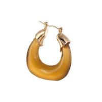 Laiton Leverback boucle d'oreille, fade et jamais plaqué de haute qualité, bijoux de mode & pour femme, Ambre, 30x36mm, Vendu par paire