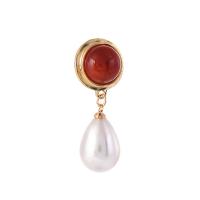 Brass Drop Earring with Natural Stone & Plastic Pearl high quality plated fashion jewelry & for woman Sold By Pair