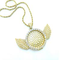 Fashion Locket Necklace, Brass, Angel Wing, plated, DIY & Unisex & micro pave cubic zirconia, more colors for choice, nickel, lead & cadmium free, 77x58mm, Length:Approx 50 cm, Sold By PC