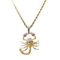 Cubic Zircon Micro Pave Brass Necklace, Scorpion, gold color plated, Unisex & micro pave cubic zirconia, nickel, lead & cadmium free, 33x48mm, Length:Approx 50 cm, Sold By PC