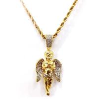 Cubic Zircon Micro Pave Brass Necklace, Angel, gold color plated, Unisex & micro pave cubic zirconia, nickel, lead & cadmium free, 22x49mm, Length:Approx 50 cm, Sold By PC