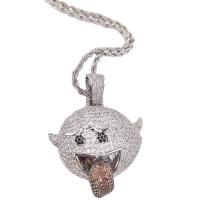 Cubic Zircon Micro Pave Brass Necklace Ghost platinum plated Unisex & micro pave cubic zirconia nickel lead & cadmium free 30-55mm Length Approx 50 cm Sold By PC