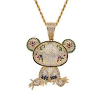 Cubic Zircon Micro Pave Brass Necklace, Frog, plated, Unisex & micro pave cubic zirconia, more colors for choice, nickel, lead & cadmium free, 46x65mm, Length:Approx 60 cm, Sold By PC