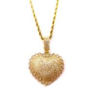 Cubic Zircon Micro Pave Brass Necklace, Heart, plated, Unisex & micro pave cubic zirconia, more colors for choice, nickel, lead & cadmium free, 30-55mm, Length:Approx 50 cm, Sold By PC