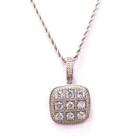 Cubic Zircon Micro Pave Brass Necklace Square platinum plated Unisex & micro pave cubic zirconia nickel lead & cadmium free 30-55mm Length Approx 50 cm Sold By PC