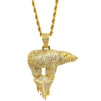 Cubic Zircon Micro Pave Brass Necklace, Polar Bear, gold color plated, Unisex & micro pave cubic zirconia, nickel, lead & cadmium free, 46x70mm, Length:Approx 50 cm, Sold By PC
