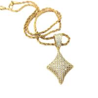Cubic Zircon Micro Pave Brass Necklace gold color plated Unisex & micro pave cubic zirconia nickel lead & cadmium free Length Approx 50 cm Sold By PC