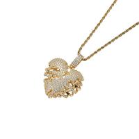 Cubic Zircon Micro Pave Brass Necklace Heart plated Unisex & micro pave cubic zirconia nickel lead & cadmium free 30-55mm Length Approx 50 cm Sold By PC