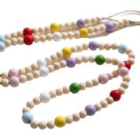 Hanging Ornaments, Hemu Beads, with Linen, Round, mixed colors, nickel, lead & cadmium free, 16mm,12mm, Length:Approx 160 cm, Sold By PC