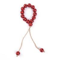 Hanging Ornaments, Wood, with Linen, Round, stoving varnish, gingham, more colors for choice, 16mm, Length:Approx 20 cm, Sold By PC