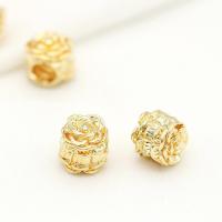 Brass Beads, Rose, plated, DIY, golden, 8.40x8.40mm, Hole:Approx 3.9mm, Sold By PC