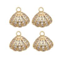 Cubic Zirconia Micro Pave Brass Pendant Shell 14K gold plated DIY & micro pave cubic zirconia golden nickel lead & cadmium free Sold By PC