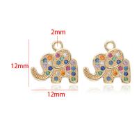 Cubic Zirconia Micro Pave Brass Pendant, Elephant, 14K gold plated, DIY & micro pave cubic zirconia, mixed colors, nickel, lead & cadmium free, 12x12mm, Sold By PC