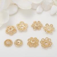 Capuchon pour perle en laiton, fleur, Placage, DIY & styles différents pour le choix, doré, 8mm, Vendu par PC