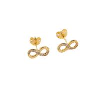 Cubic Zirconia Micro Pave Brass Earring Number 8 14K gold plated micro pave cubic zirconia & for woman nickel lead & cadmium free Sold By Pair
