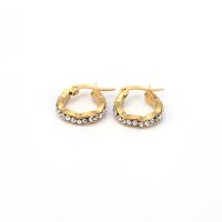 Stainless Steel Lever Back Earring 304 Stainless Steel & for woman & with rhinestone golden Sold By Pair