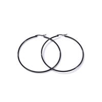 Mens Stainless Steel Hoop Earring, 304 rustfrit stål, forgyldt, mode smykker & Unisex & forskellig størrelse for valg, sort, Solgt af par