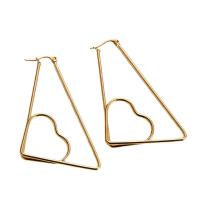 Stainless Steel Lever Back Earring, 316L Stainless Steel, 18K gold plated, fashion jewelry & for woman, golden, 65x30mm, Sold By Pair