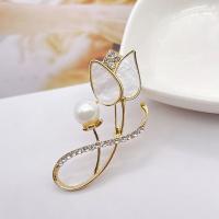 Shell Brooch Zinc Alloy with Shell Pearl & Shell plated fashion jewelry & for woman & with rhinestone nickel lead & cadmium free Sold By Bag