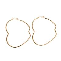 Acier inoxydable Levier Retour Earring, Acier inoxydable 316, pomme, Plaqué or 18K, bijoux de mode & pour femme, doré, 70x60mm, Vendu par paire