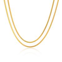 Multi Layer Necklace 304 Stainless Steel with 2inch extender chain Vacuum Ion Plating Double Layer & fashion jewelry & for woman 2mm Length Approx 18.5 Inch Approx 19.3 Inch Sold By PC