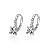 Brass Huggie Hoop Earring platinum color plated fashion jewelry & micro pave cubic zirconia & for woman platinum color nickel lead & cadmium free 6mm Sold By Pair