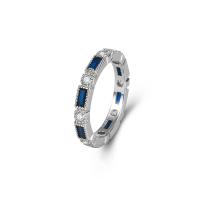 Ring Finger mosiądz, Pączek, Platerowane w kolorze platyny, biżuteria moda & różnej wielkości do wyboru & dla kobiety, ciemnoniebieski, bez zawartości niklu, ołowiu i kadmu, 3x2mm, rozmiar:6-10, sprzedane przez PC