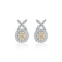 Cubic Zirconia Micro Pave Brass Earring, Heart, platinum color plated, fashion jewelry & micro pave cubic zirconia & for woman, nickel, lead & cadmium free, 9x16mm, Sold By PC