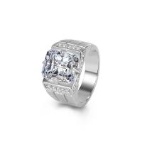 Vještački dijamant Ring Finger, Mesing, Trg, platine boja pozlaćen, modni nakit & različite veličine za izbor & za čovjeka & s Rhinestone, više boja za izbor, nikal, olovo i kadmij besplatno, 10x12mm, Veličina:6-10, Prodano By PC