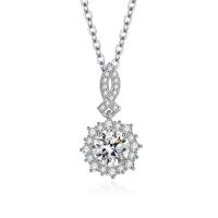 Cubic Zircon Micro Pave Brass Necklace, Flower, platinum color plated, fashion jewelry & different styles for choice & micro pave cubic zirconia & for woman, platinum color, nickel, lead & cadmium free, Sold By PC
