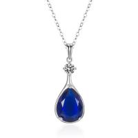 Brass Necklace Teardrop platinum color plated fashion jewelry & for woman & with rhinestone dark blue nickel lead & cadmium free Sold By PC