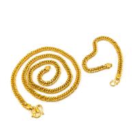 Colar de corrente bronze, Bracelete / Pulseira & colar, cobre, cromado de cor dourada, joias de moda & Vario tipos a sua escolha, dourado, níquel, chumbo e cádmio livre, 6mm, vendido por PC