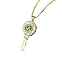 Cubic Zircon Micro Pave Brass Necklace, Key, real gold plated, different styles for choice & micro pave cubic zirconia & for woman, gold, 48x20mm, Length:Approx 20 Inch, Sold By PC