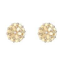 Cubic Zirconia Micro Pave Brass Earring real gold plated & micro pave cubic zirconia & for woman gold Sold By Pair