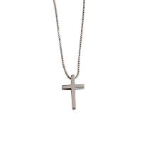 925 Sterling Silver Necklaces, Cross, platinum plated, fashion jewelry & Unisex, original color, 12.30x8mm, Length:43 cm, Sold By PC