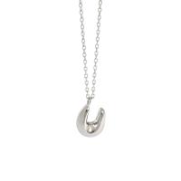 925 Sterling Silver Necklaces, Letter U, platinum plated, fashion jewelry & for woman, original color, 10x9mm, Length:Approx 17.7 Inch, Sold By PC
