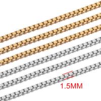 Stainless Steel Box Chain 304 Stainless Steel Vacuum Ion Plating DIY 1.50mm Sold By Spool