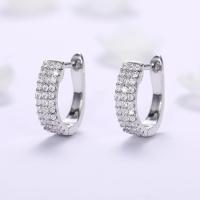 Cubic Zirconia Micro Pave Brass Earring, Geometrical Pattern, platinum plated, micro pave cubic zirconia & for woman, nickel, lead & cadmium free, 14mm, Sold By Pair