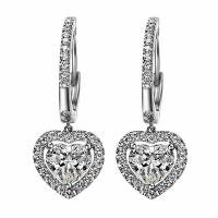 Cubic Zirconia Micro Pave Brass Earring Heart platinum plated micro pave cubic zirconia & for woman nickel lead & cadmium free 25mm Sold By Pair
