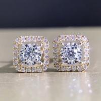 Cubic Zirconia Micro Pave Brass Earring Geometrical Pattern plated micro pave cubic zirconia & for woman & hollow nickel lead & cadmium free 10mm Sold By Pair