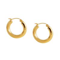 Brass Hoop Earring, Titanium Steel, Vacuum Plating, for woman, more colors for choice, 23x4mm, Sold By Pair