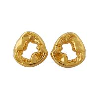 Brass Stud Earring, plated, for woman & hammered, more colors for choice, 22x23mm, Sold By Pair