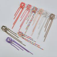 Fashion Fringe Earrings, Tibetan Style, fashion jewelry & for woman & with glass rhinestone & with rhinestone, more colors for choice, 17.20x3.50mm, Sold By Pair