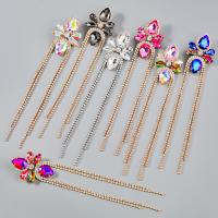 Fashion Fringe Earrings, Tibetan Style, fashion jewelry & for woman & with glass rhinestone & with rhinestone, more colors for choice, 17.20x3.50mm, Sold By Pair